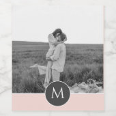 ミニマリストパステルパーソナライズされたピンク名&写真 ワインラベル (シングルラベル)