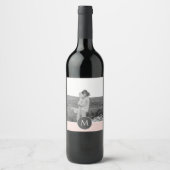 ミニマリストパステルパーソナライズされたピンク名&写真 ワインラベル (正面)