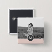 ミニマリストパステルパーソナライズされたピンク名&写真 缶バッジ (正面&裏面)