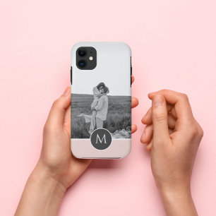 ミニマリストパステルパーソナライズされたピンク名&写真 iPhone 11 ケース
