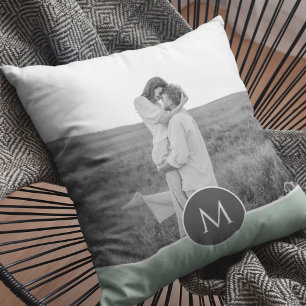 ミニマリストパステルパーソナライズされたミント名&写真 アウトドアクッション