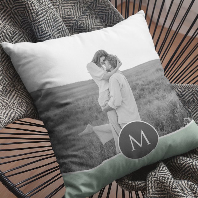 ミニマリストパステルパーソナライズされたミント名&写真 アウトドアクッション (クリエイターアップロード済み)