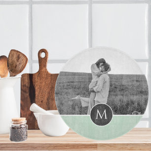 ミニマリストパステルパーソナライズされたミント名&写真 カッティングボード