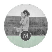 ミニマリストパステルパーソナライズされたミント名&写真 カッティングボード (正面)