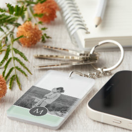 ミニマリストパステルパーソナライズされたミント名&写真 キーホルダー