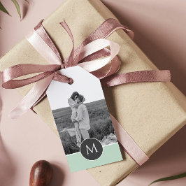 ミニマリストパステルパーソナライズされたミント名&写真 ギフトタグ