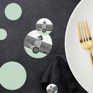 ミニマリストパステルパーソナライズされたミント名&写真 コンフェッティ