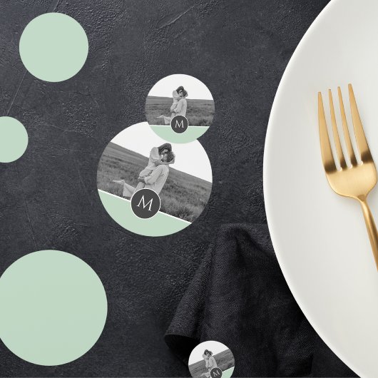 ミニマリストパステルパーソナライズされたミント名&写真 コンフェッティ