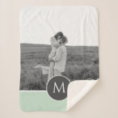 ミニマリストパステルパーソナライズされたミント名&写真 シェルパブランケット (正面)