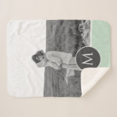 ミニマリストパステルパーソナライズされたミント名&写真 シェルパブランケット (正面(横))