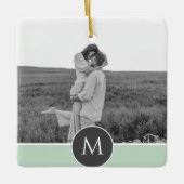 ミニマリストパステルパーソナライズされたミント名&写真 セラミックオーナメント (正面)