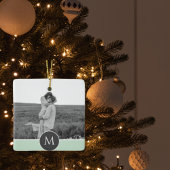 ミニマリストパステルパーソナライズされたミント名&写真 セラミックオーナメント
