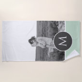 ミニマリストパステルパーソナライズされたミント名&写真 ビーチタオル (正面)