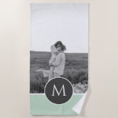 ミニマリストパステルパーソナライズされたミント名&写真 ビーチタオル (正面)