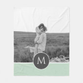 ミニマリストパステルパーソナライズされたミント名&写真 フリースブランケット (正面)