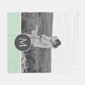 ミニマリストパステルパーソナライズされたミント名&写真 フリースブランケット (正面(横))