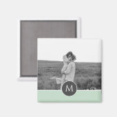 ミニマリストパステルパーソナライズされたミント名&写真 マグネット (正面/裏面)