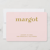 ミニマリストパステルピンクガール誕生 案内状 (正面)