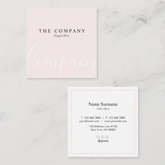 ミニマリストパステルピンクタイプスクエア名刺 スクエア名刺 (正面/裏面)