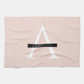 ミニマリストパステルピンクパーソナライズされた名 キッチンタオル (横)