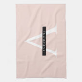 ミニマリストパステルピンクパーソナライズされた名 キッチンタオル (縦)