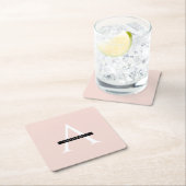 ミニマリストパステルピンクパーソナライズされた名 スクエアペーパーコースター (インサイチュ)