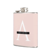 ミニマリストパステルピンクパーソナライズされた名 フラスク (左)