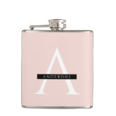 ミニマリストパステルピンクパーソナライズされた名 フラスク (正面)