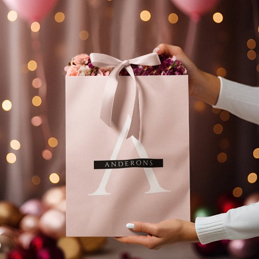 ミニマリストパステルピンクパーソナライズされた名 ラージペーパーバッグ