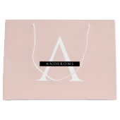 ミニマリストパステルピンクパーソナライズされた名 ラージペーパーバッグ (正面)