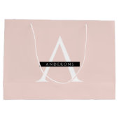 ミニマリストパステルピンクパーソナライズされた名 ラージペーパーバッグ (裏面)