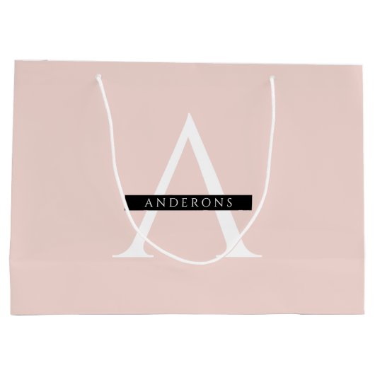 ミニマリストパステルピンクパーソナライズされた名 ラージペーパーバッグ (裏面)