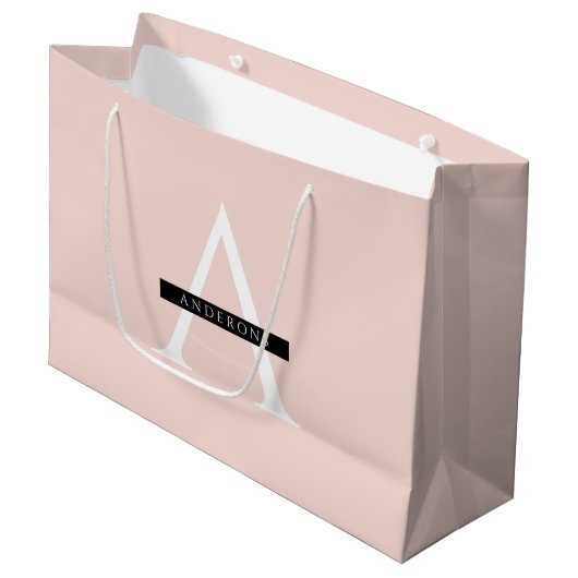 ミニマリストパステルピンクパーソナライズされた名 ラージペーパーバッグ (正面アングル)