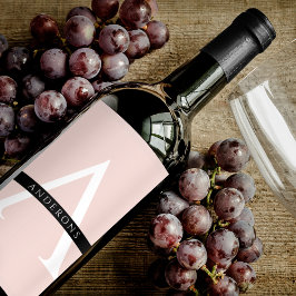 ミニマリストパステルピンクパーソナライズされた名 ワインラベル