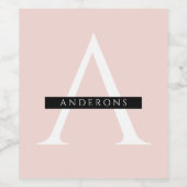 ミニマリストパステルピンクパーソナライズされた名 ワインラベル (シングルラベル)