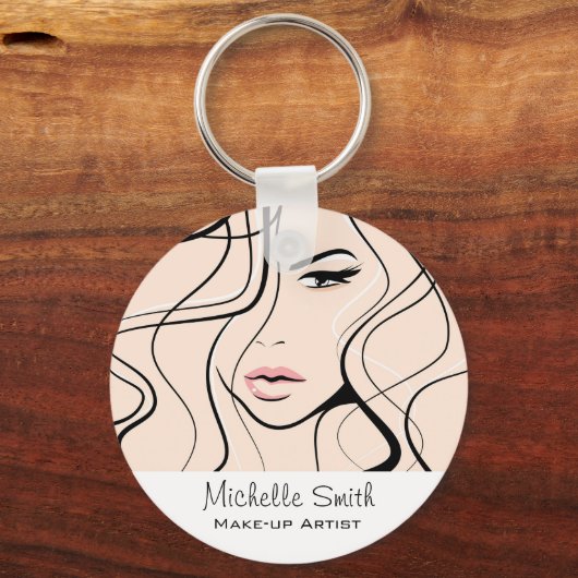 ミニマリストパステルピーチエレガントメフェミニンークアップ キーホルダー (正面)