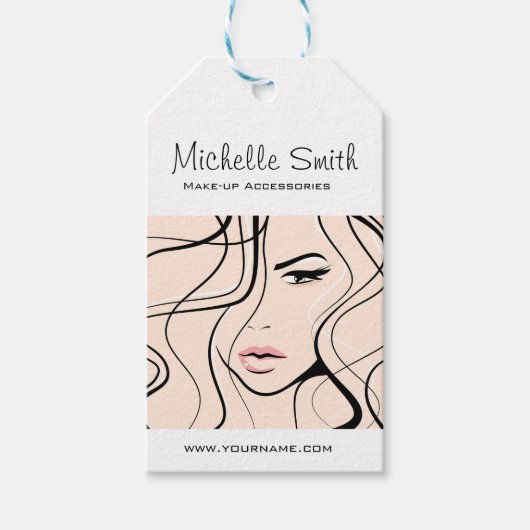 ミニマリストパステルピーチエレガントメフェミニンークアップ ギフトタグ (正面)