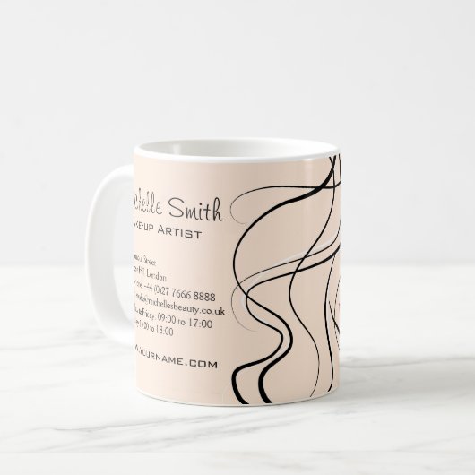 ミニマリストパステルピーチエレガントメフェミニンークアップ コーヒーマグカップ (正面左)