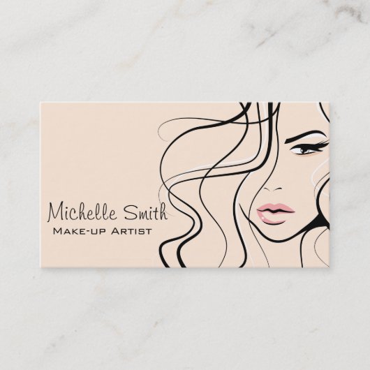 ミニマリストパステルピーチエレガントメフェミニンークアップ 名刺 (正面)