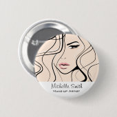 ミニマリストパステルピーチエレガントメフェミニンークアップ 缶バッジ (正面&裏面)