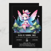 ミニマリストパステルフェアリー誕生日 招待状 (正面/裏面)