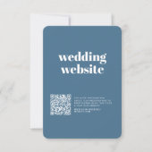 ミニマリストパステルブルーカップル写真&QRコードデシ 出欠カード (正面)