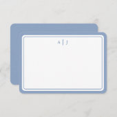 ミニマリストパステルブルーモノグラムラウンド縁ど ノートカード (正面/裏面)