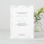 ミニマリストパステルブルー&グリーン結婚フローラ 招待状 (スタンド正面)