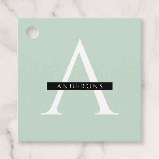 ミニマリストパステルミントパーソナライズされた名 フェイバータグ (正面)