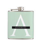 ミニマリストパステルミントパーソナライズされた名 フラスク (正面)
