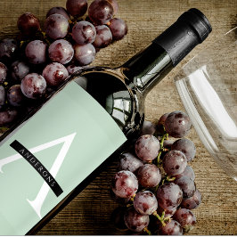 ミニマリストパステルミントパーソナライズされた名 ワインラベル