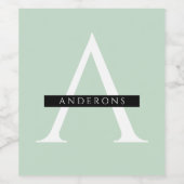 ミニマリストパステルミントパーソナライズされた名 ワインラベル (シングルラベル)