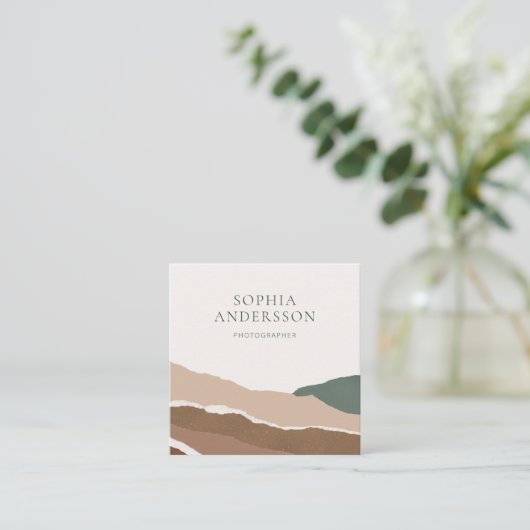 ミニマリストパステルリトルエッジランドスケープ スクエア名刺 (スタンド正面)