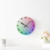 ミニマリストパステルレインボーカラー、ローマ数字 ラウンド壁時計 (ホーム)
